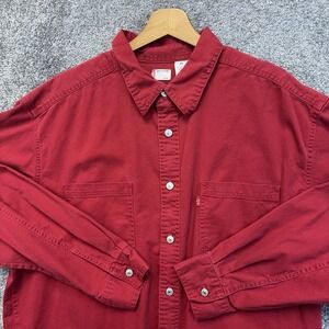 VTG Levi's Shirt Men's Large Red Tab‎ Metal Button 90s Y2K Preppy Button Up